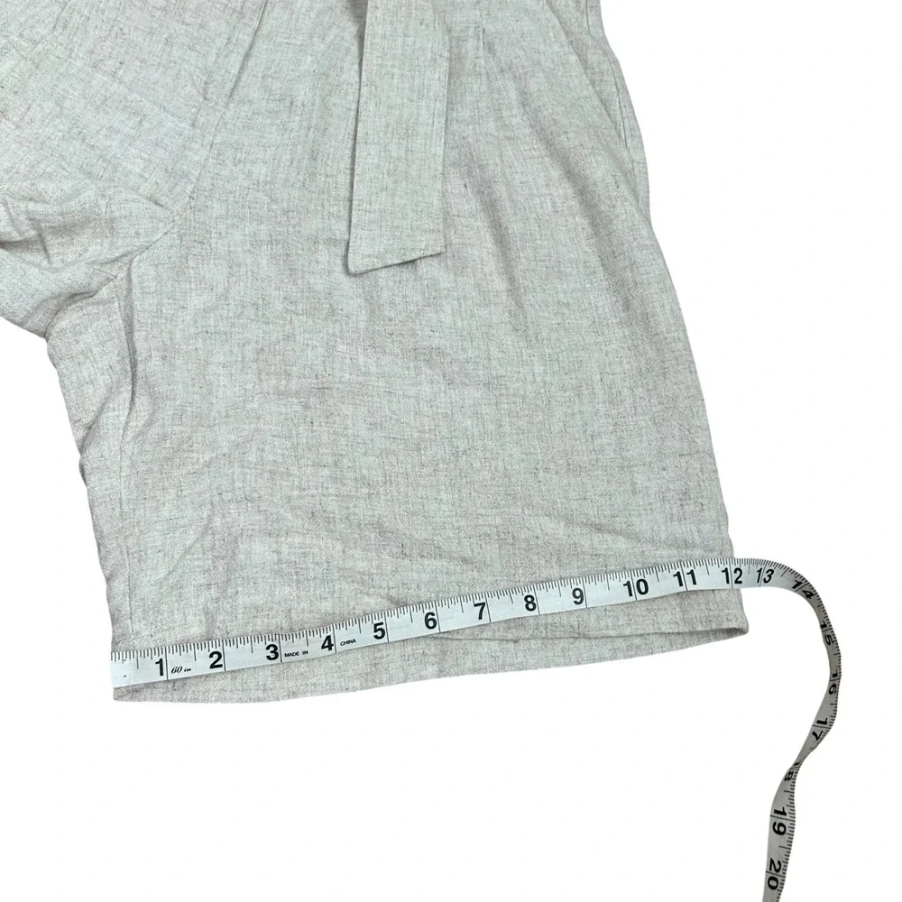 Womens Linen Blend Bermuda Shorts Loose Belted European Summer Old Money Minimal